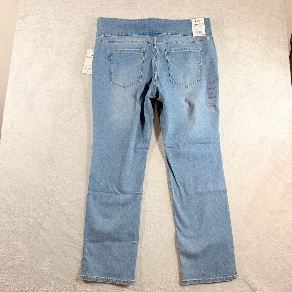 Gloria Vanderbilt Amanda Pull On Jeans Slimming Panel 16 Short Blue NWT